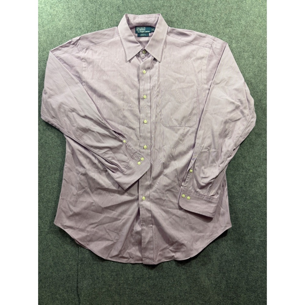 Polo Ralph Lauren Andrew Classic Fit Shirt Mens 16.5 34/35 Purple Micro Stripe